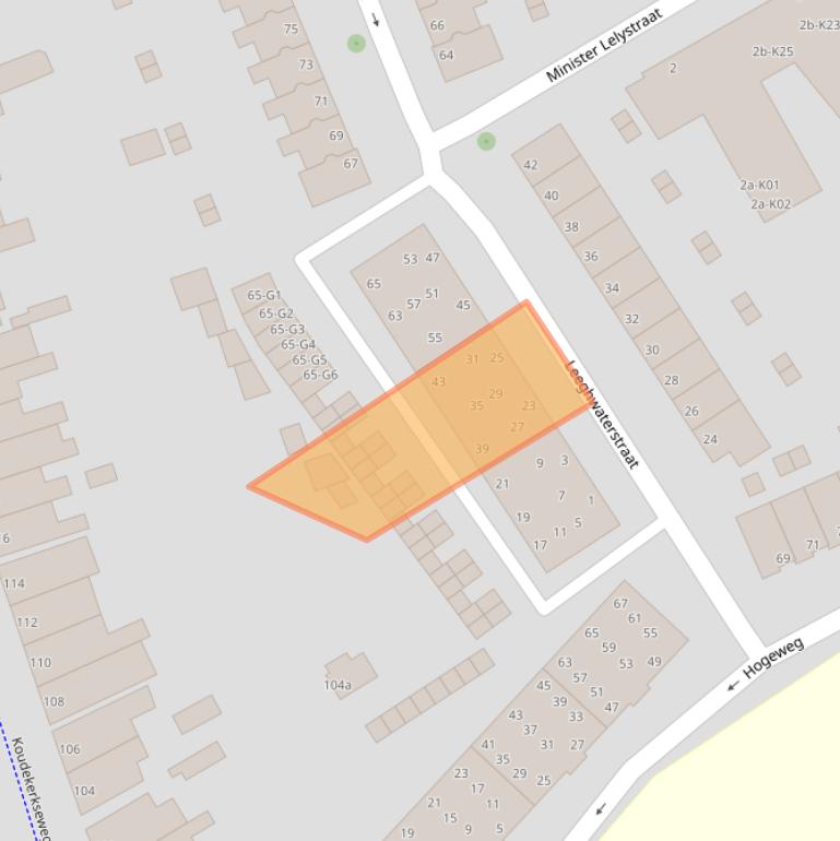 Kaart van postcodegebied 4382JJ.