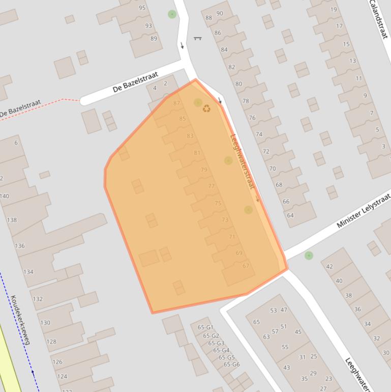 Kaart van postcodegebied 4382JL.