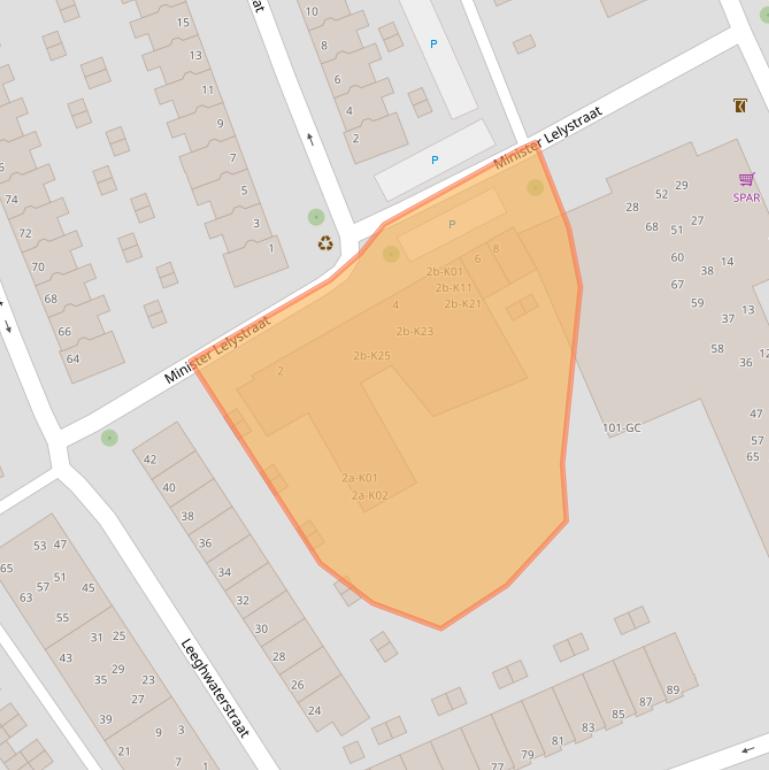 Kaart van postcodegebied 4382JT.