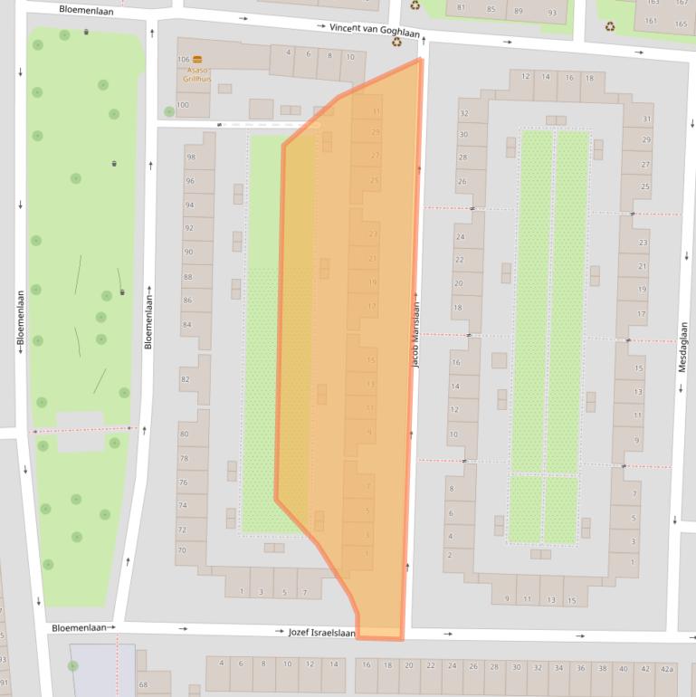 Kaart van postcodegebied 4382SZ.