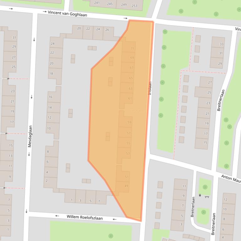 Kaart van postcodegebied 4382TM.