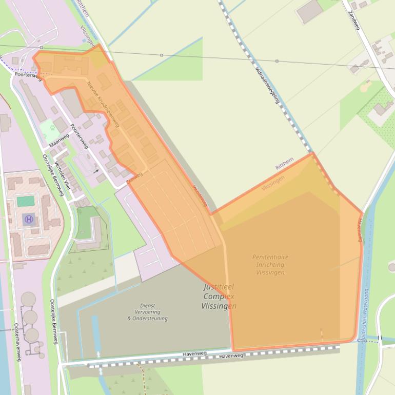 Kaart van postcodegebied 4382WB.