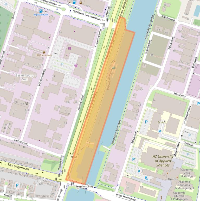 Kaart van postcodegebied 4382ZJ.