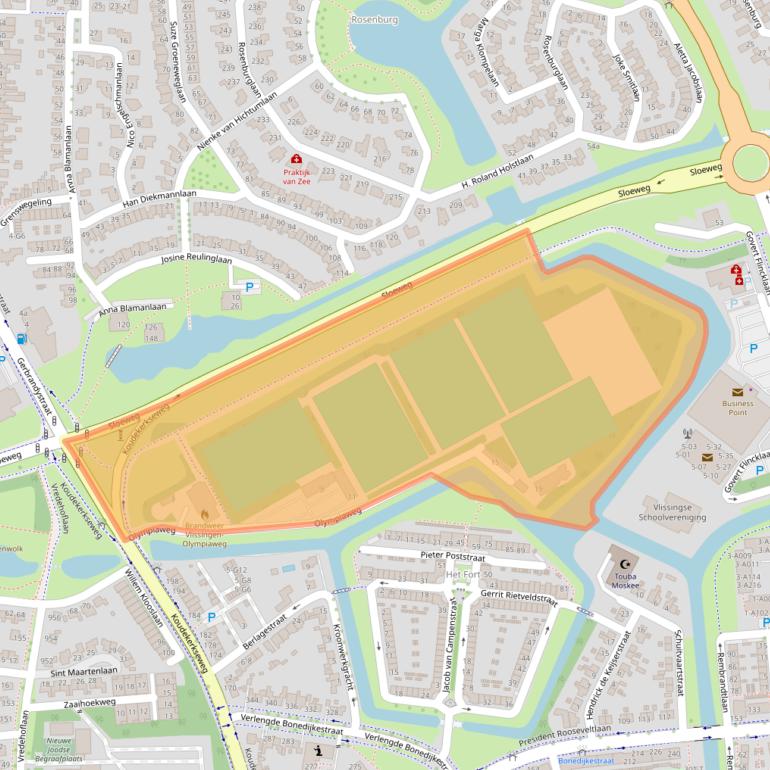 Kaart van postcodegebied 4383BB.