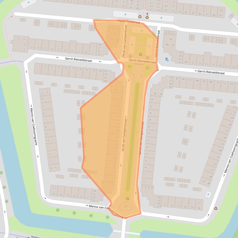 Kaart van postcodegebied 4383BN.