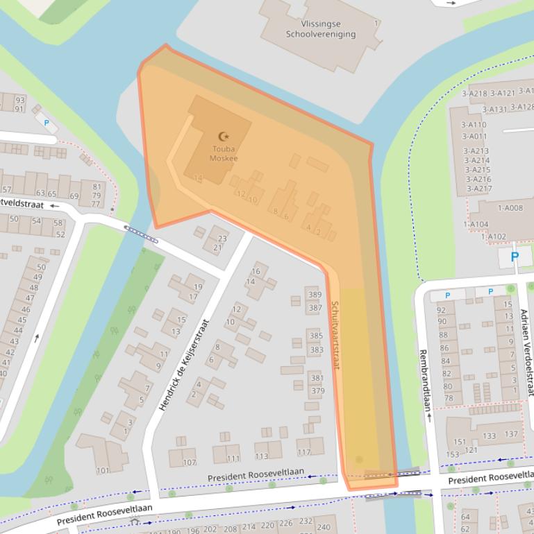 Kaart van postcodegebied 4383BW.