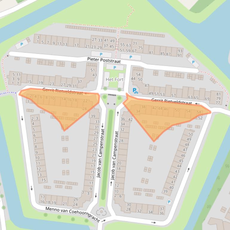 Kaart van postcodegebied 4383CC.