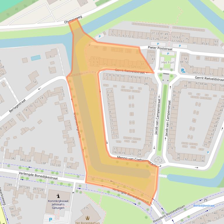 Kaart van postcodegebied 4383CD.