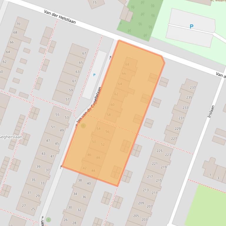 Kaart van postcodegebied 4383VD.