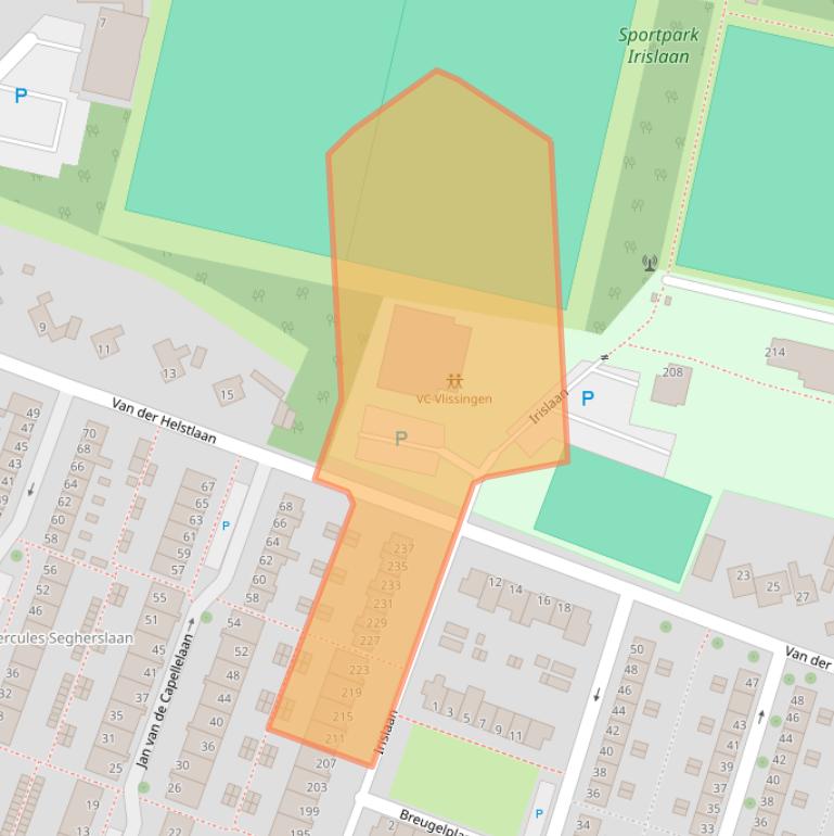 Kaart van postcodegebied 4383VV.