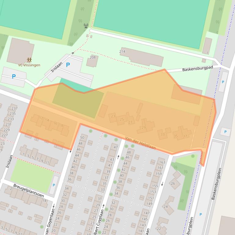 Kaart van postcodegebied 4383XH.