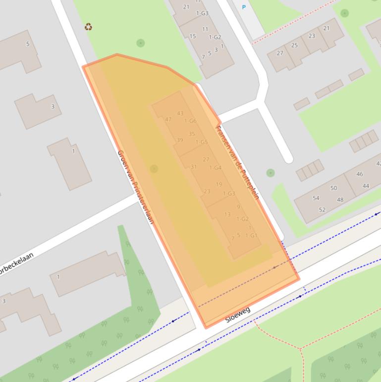 Kaart van postcodegebied 4384BE.