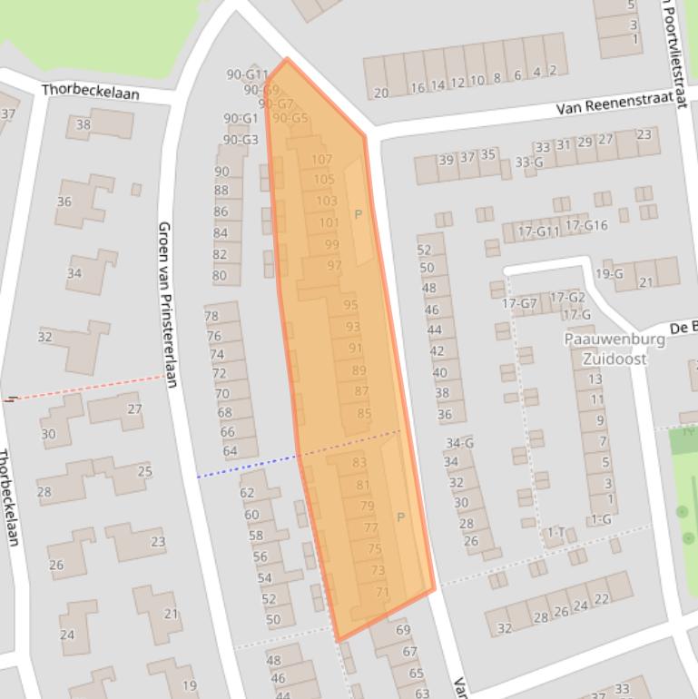 Kaart van postcodegebied 4384BN.