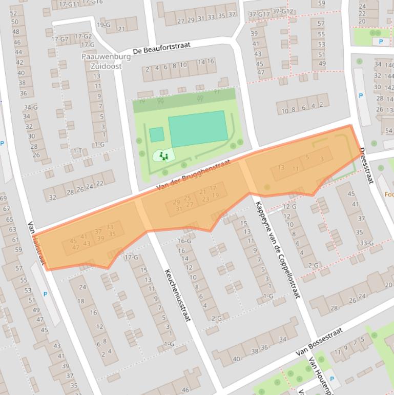 Kaart van postcodegebied 4384BV.