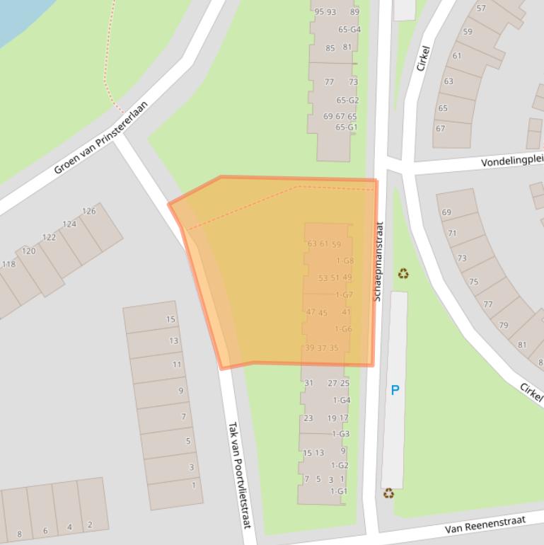 Kaart van postcodegebied 4384CT.