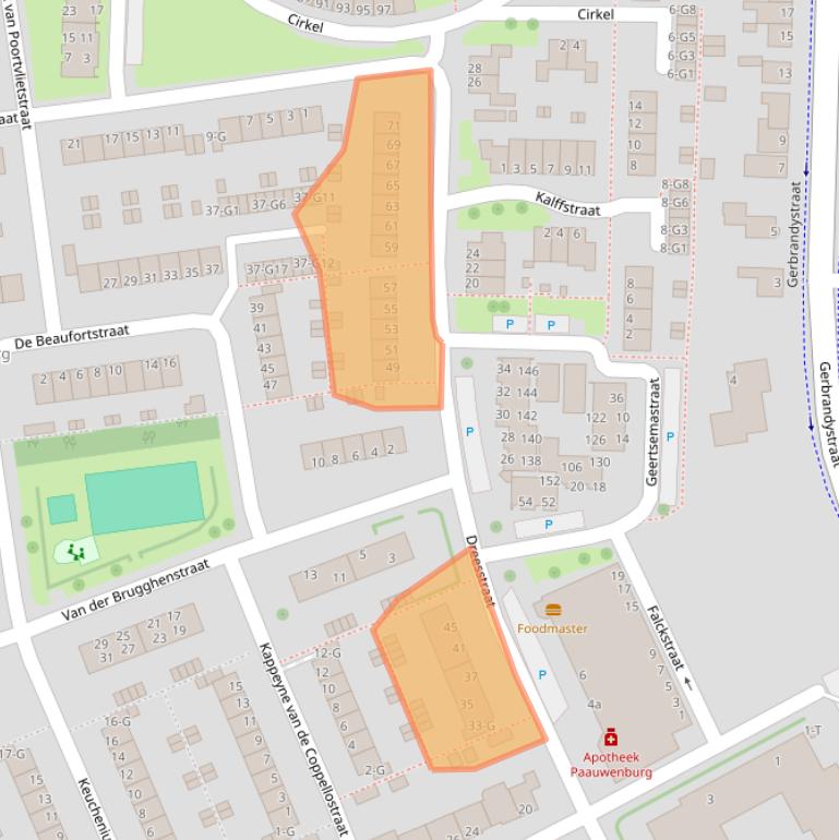 Kaart van postcodegebied 4384DB.