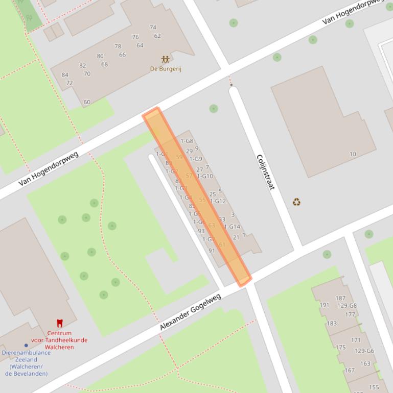 Kaart van postcodegebied 4384EJ.