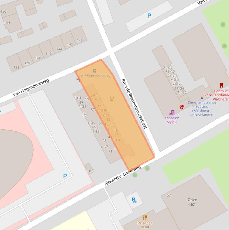 Kaart van postcodegebied 4384EN.