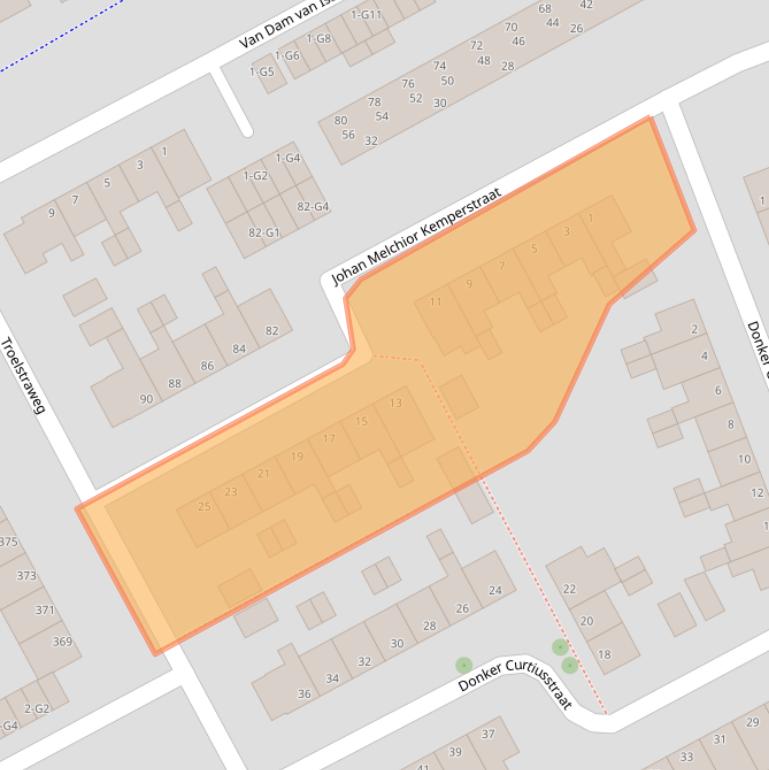 Kaart van postcodegebied 4384GJ.