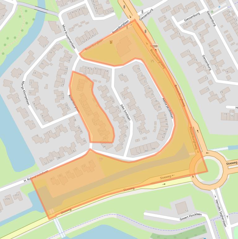 Kaart van postcodegebied 4385JE.