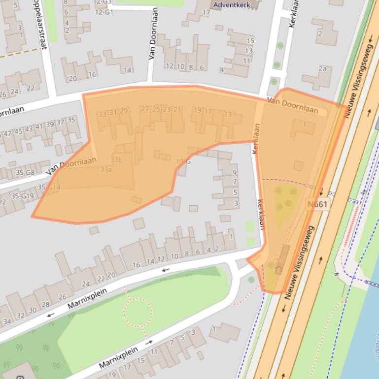 Kaart van postcodegebied 4386AH.