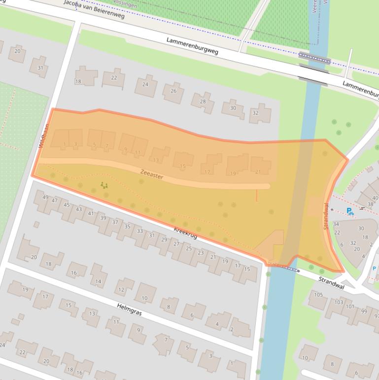 Kaart van postcodegebied 4386GW.