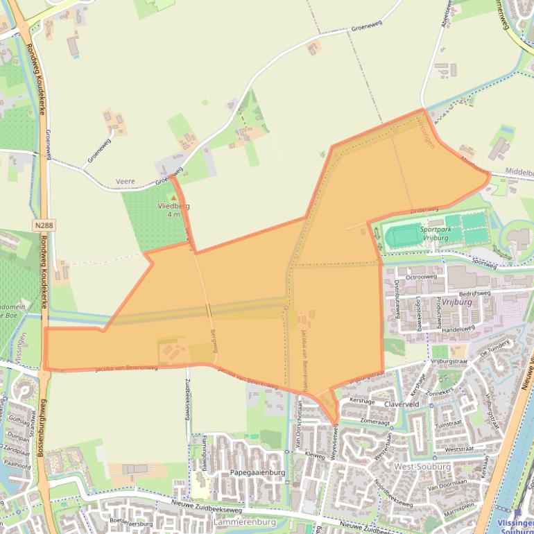 Kaart van postcodegebied 4386NE.