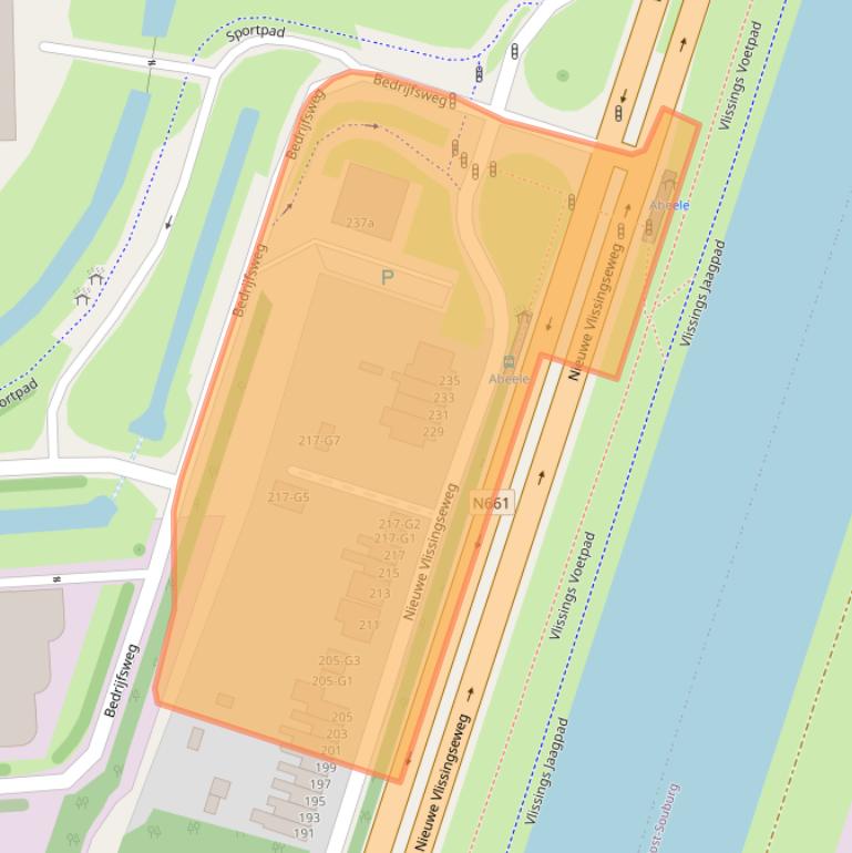 Kaart van postcodegebied 4387AE.