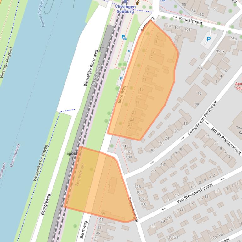 Kaart van postcodegebied 4388CA.