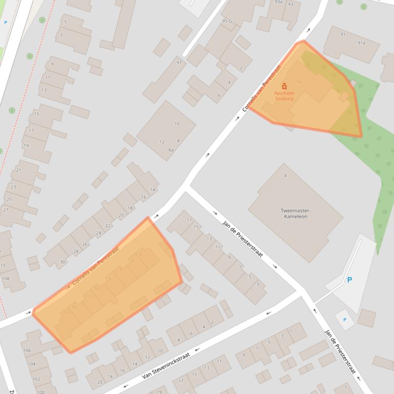 Kaart van postcodegebied 4388CC.