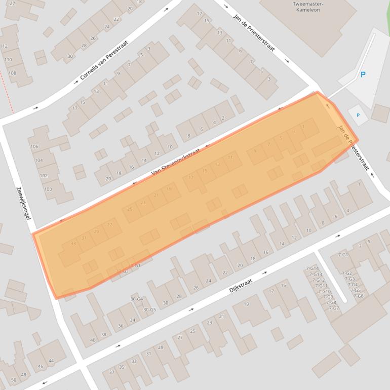 Kaart van postcodegebied 4388CE.