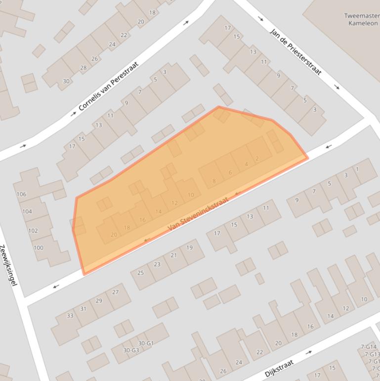 Kaart van postcodegebied 4388CG.