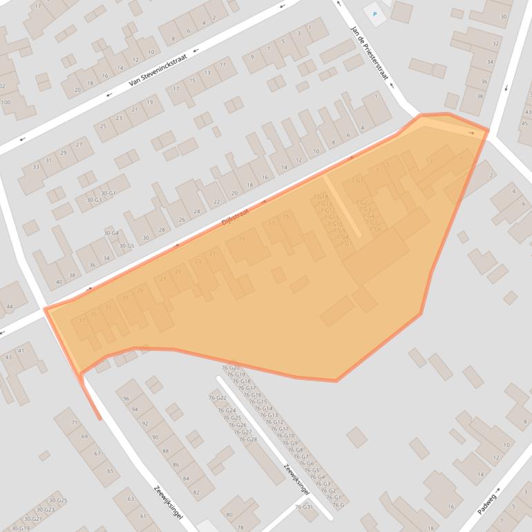 Kaart van postcodegebied 4388CJ.