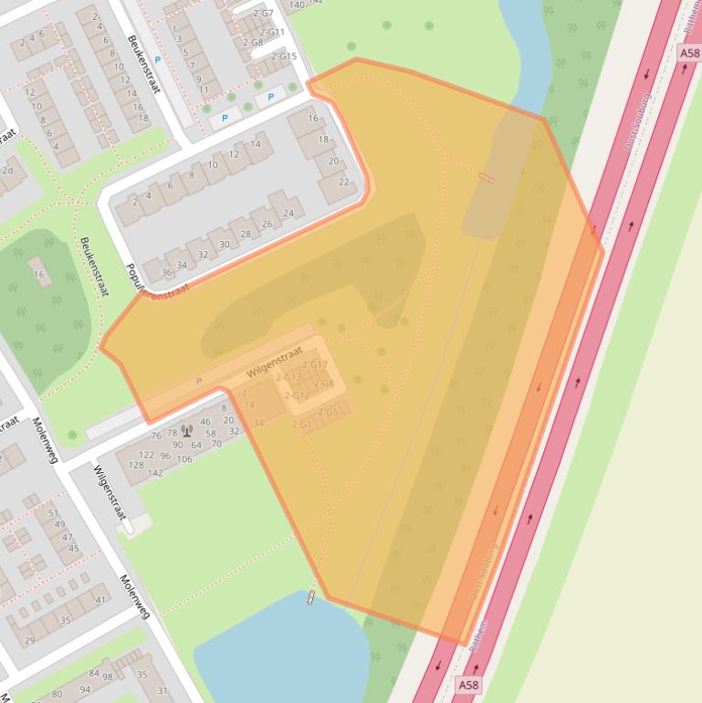 Kaart van postcodegebied 4388LG.