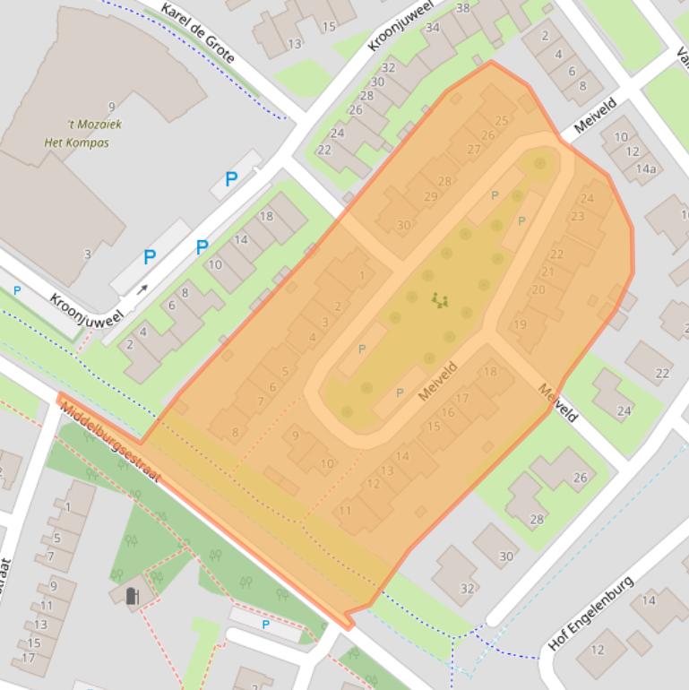 Kaart van postcodegebied 4388MB.