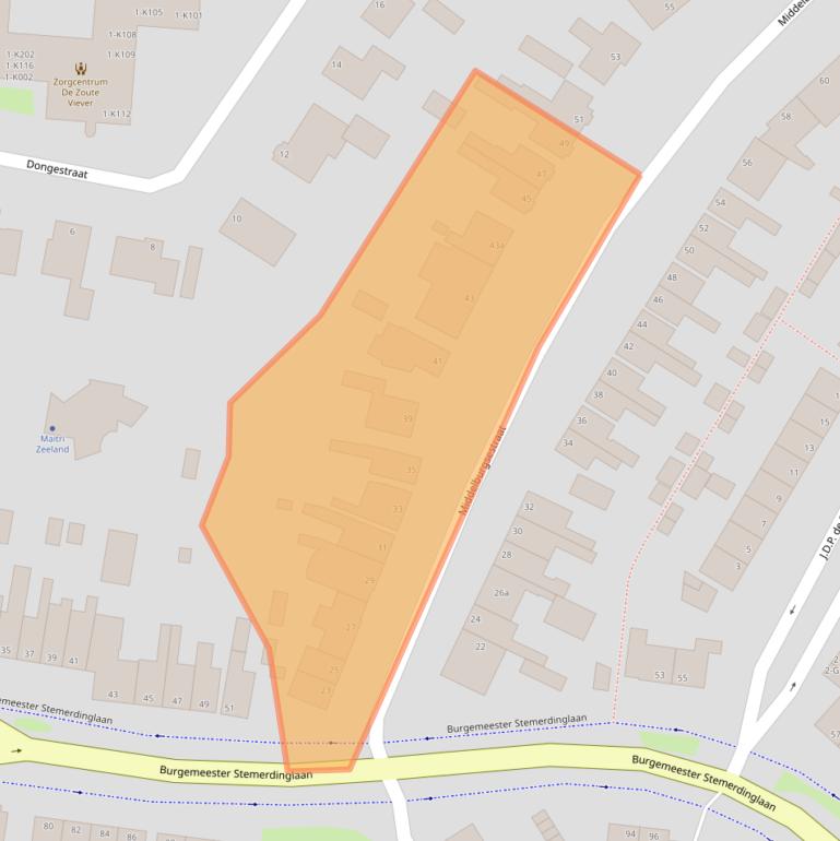 Kaart van postcodegebied 4388NS.