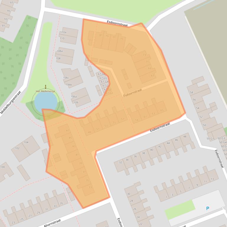 Kaart van postcodegebied 4388PJ.