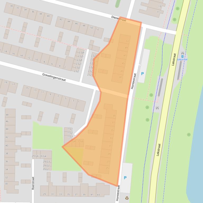 Kaart van postcodegebied 4388RZ.