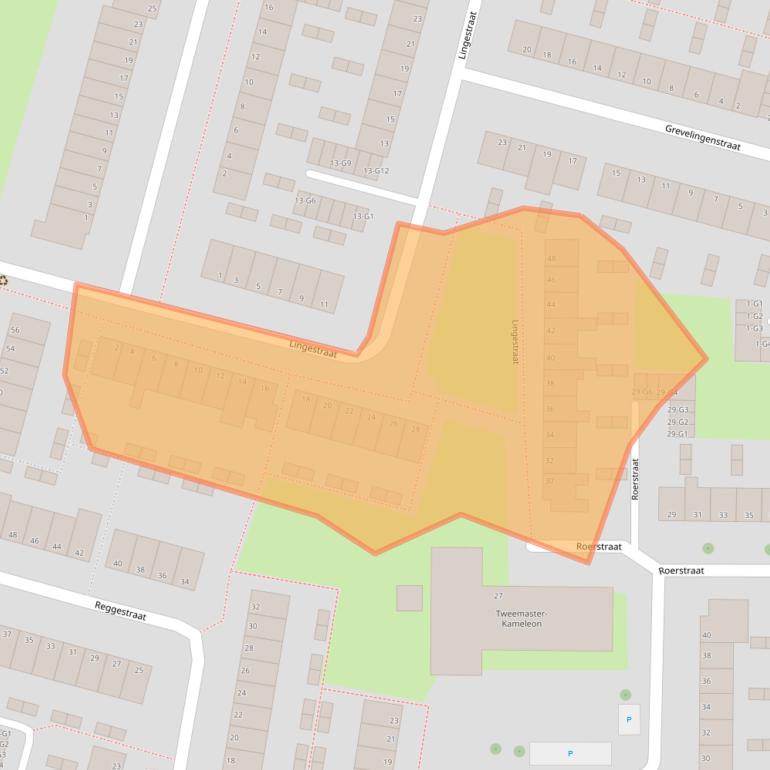 Kaart van postcodegebied 4388SE.