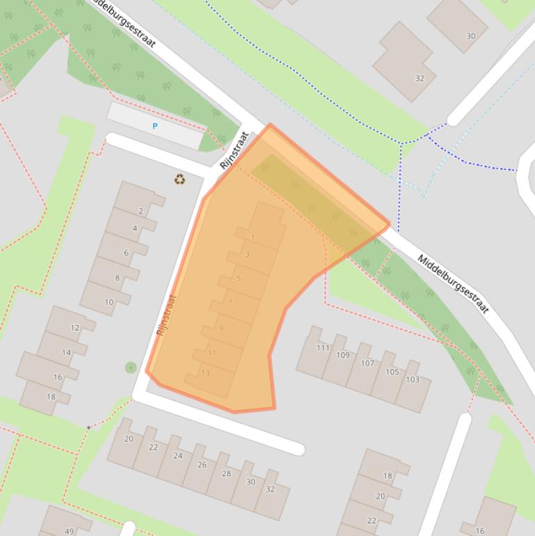 Kaart van postcodegebied 4388TT.