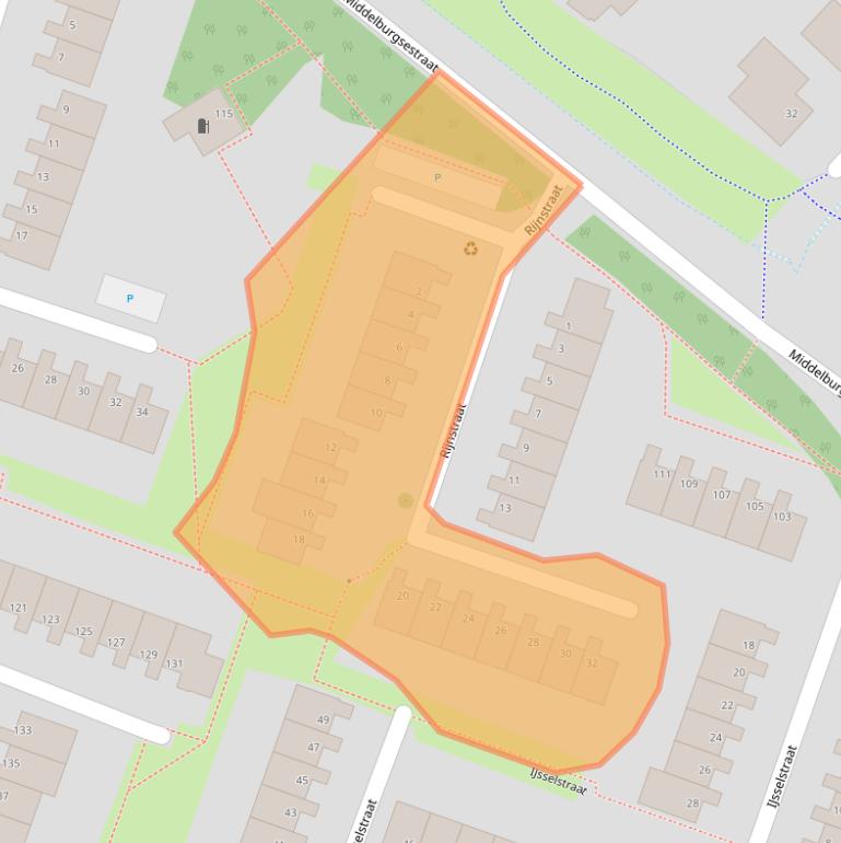 Kaart van postcodegebied 4388TV.