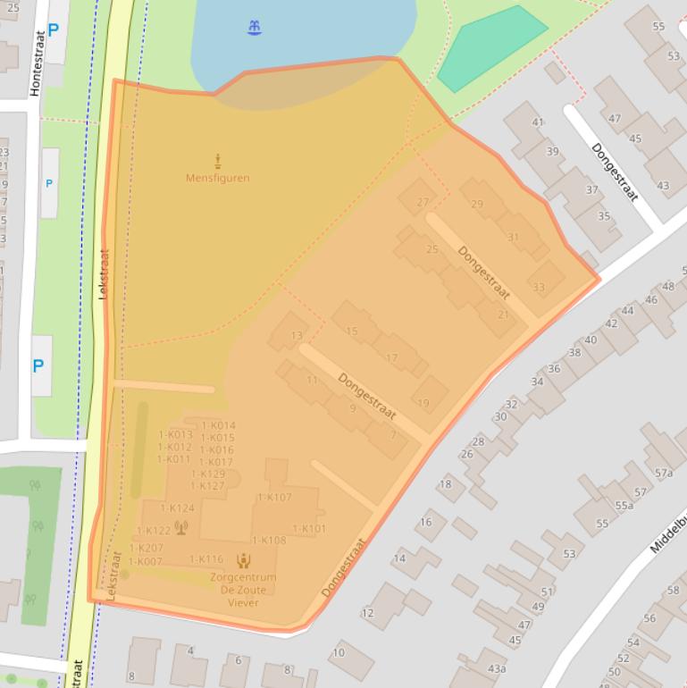 Kaart van postcodegebied 4388VJ.