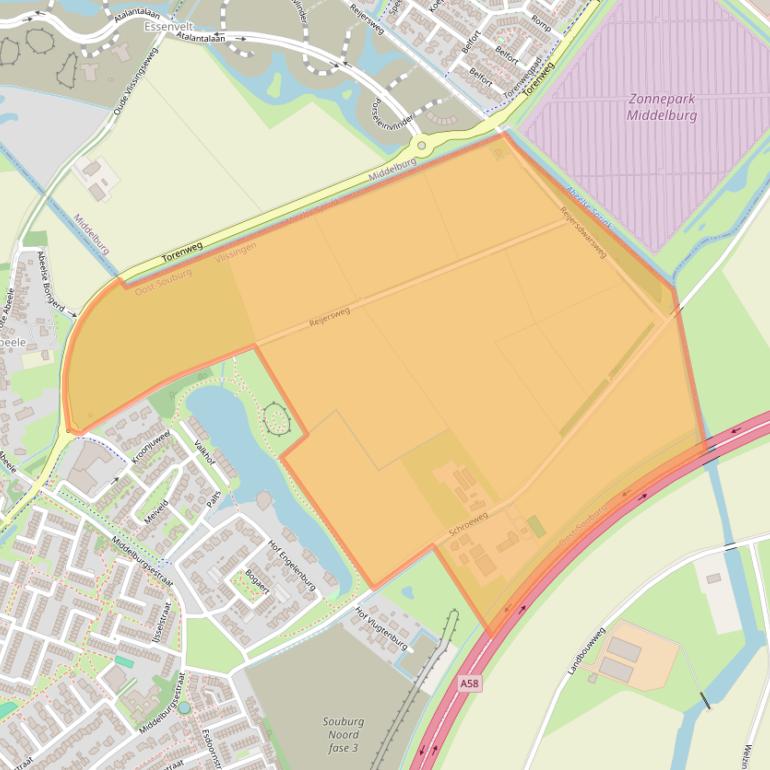 Kaart van postcodegebied 4388VS.