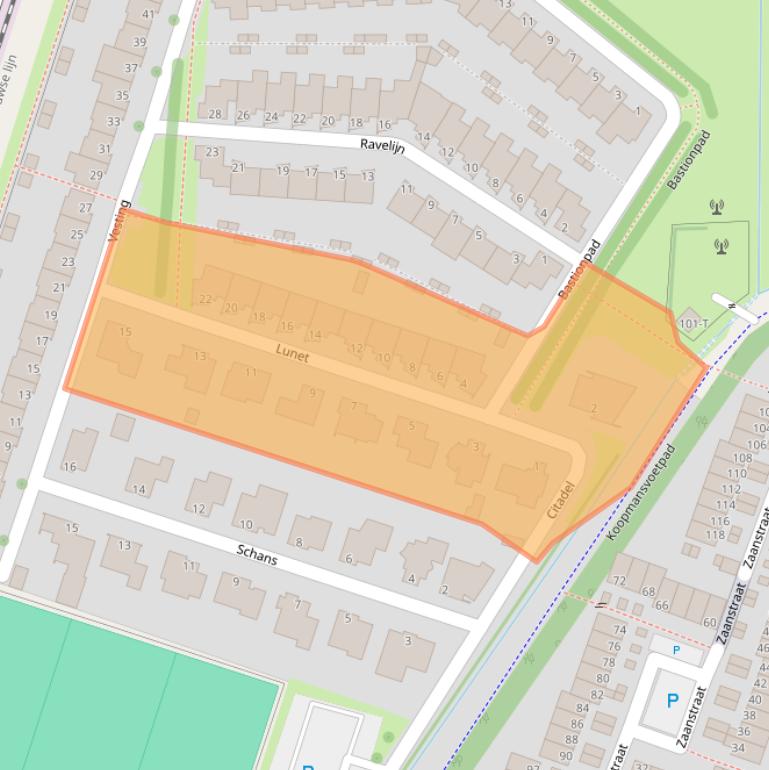 Kaart van postcodegebied 4388WD.