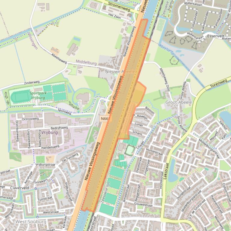 Kaart van postcodegebied 4388WJ.