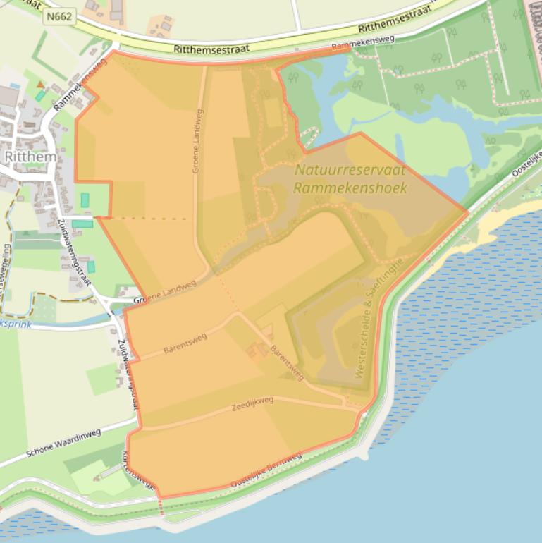 Kaart van postcodegebied 4389TW.