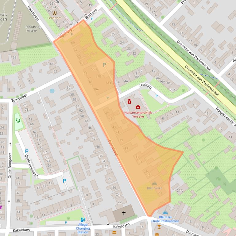 Kaart van postcodegebied 4401AC.