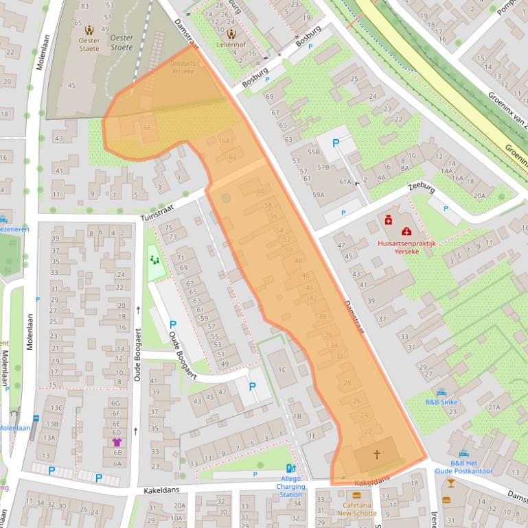 Kaart van postcodegebied 4401AD.