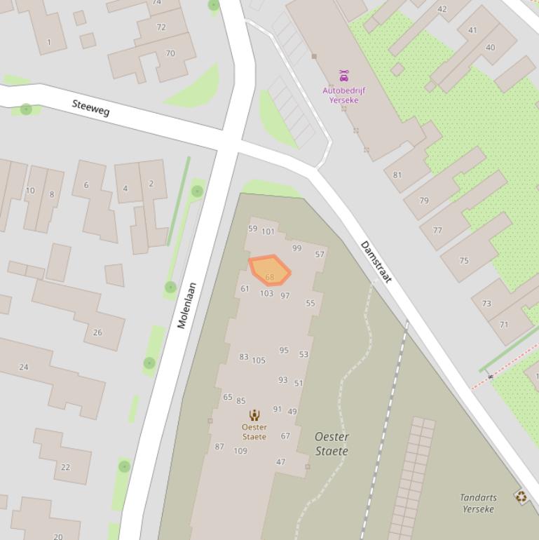 Kaart van postcodegebied 4401AJ.