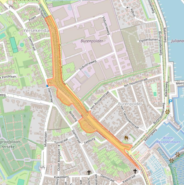Kaart van postcodegebied 4401AM.